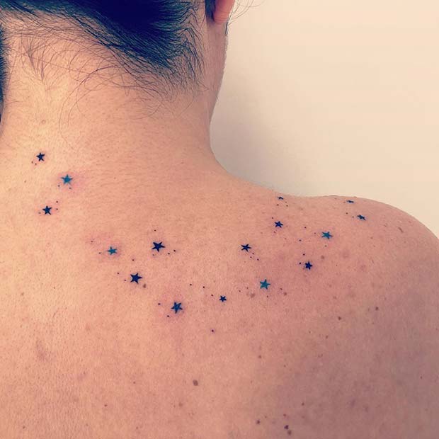Small Stars Back Tattoo Idea