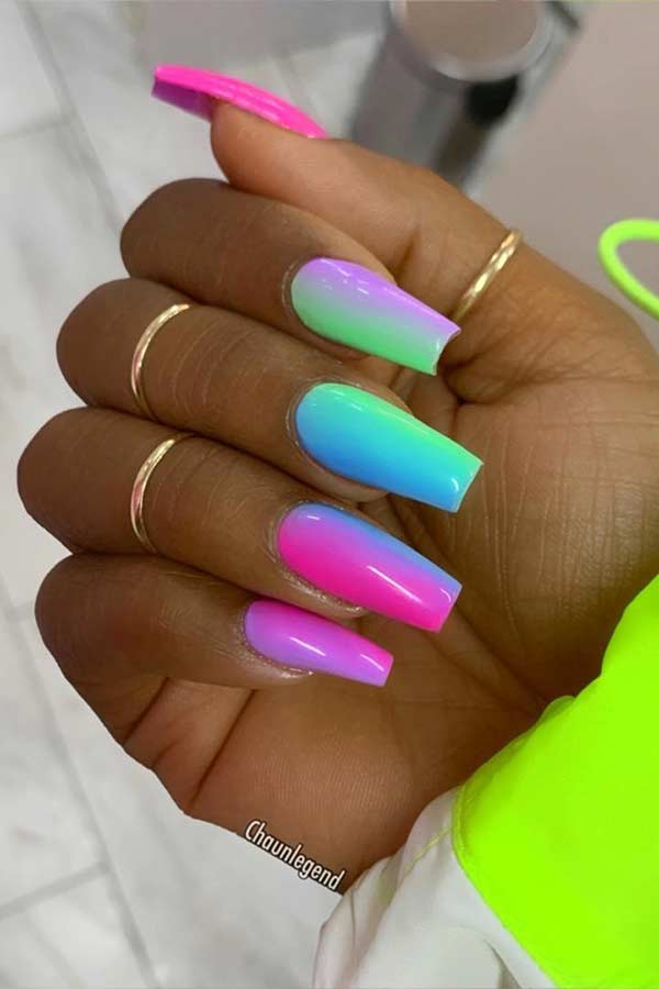 Rainbow Coffin Nails for Summer