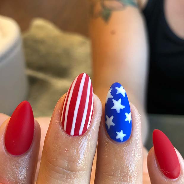 Matte 4th of July Nails