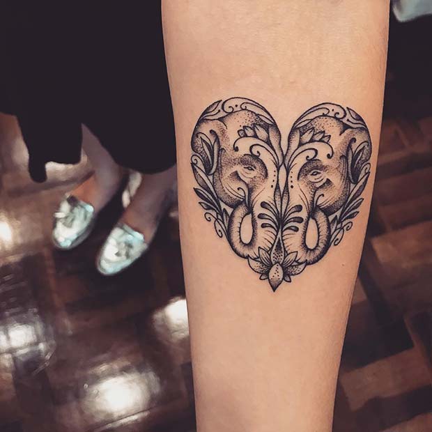 Elephant Mandala Thigh Tattoo