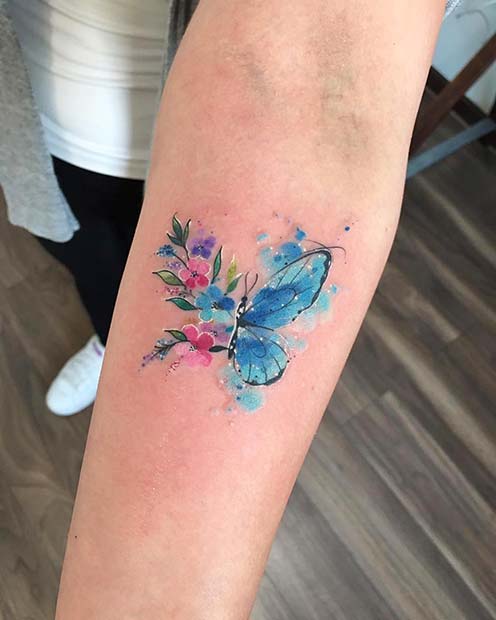 Watercolor Floral Butterfly