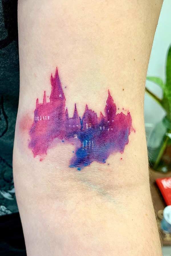 Watercolor Hogwarts Tattoo