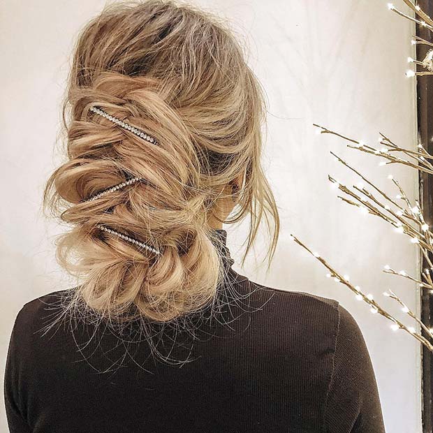 Messy and Accessorized Braided Updo