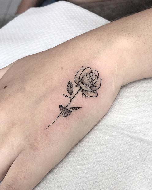 Black Ink Rose Tattoo Design 