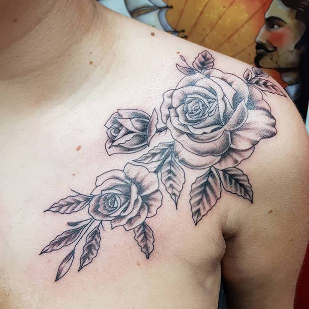 65 Trendy Roses Shoulder Tattoos