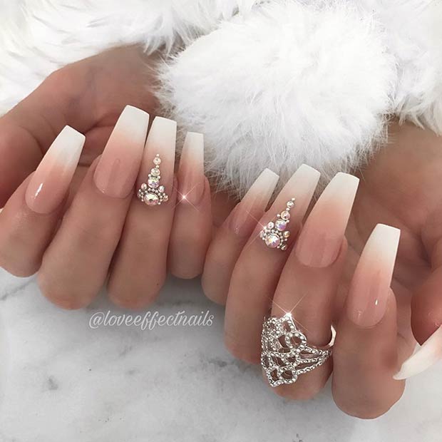 Classy French Ombre Coffin Nails 