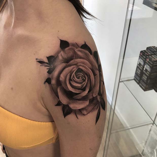 Elegant Rose Shoulder Tattoo