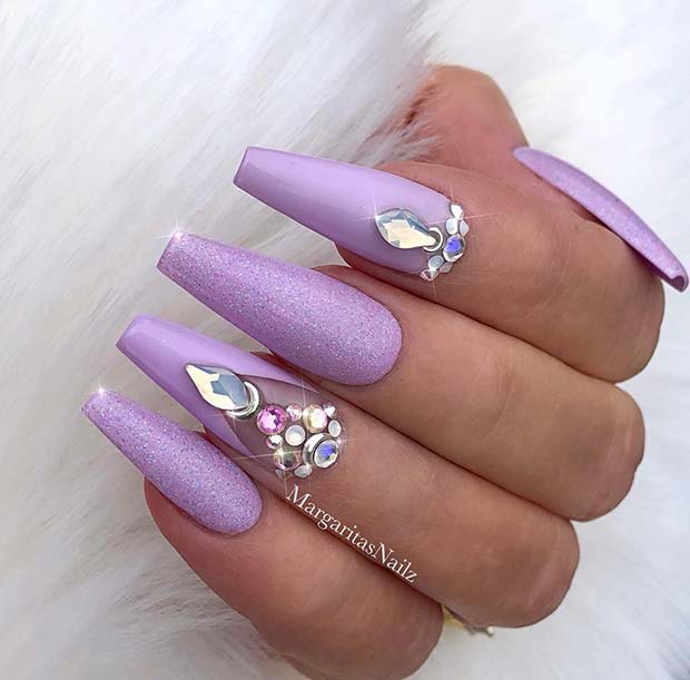 purple nails coffin