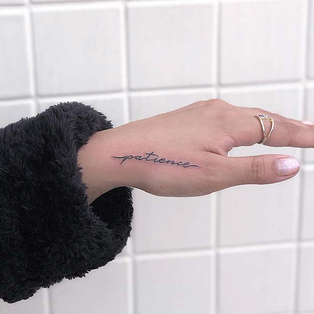 my hand tattoo patience tattoo  Patience tattoo Hand tattoos Palm  tattoos