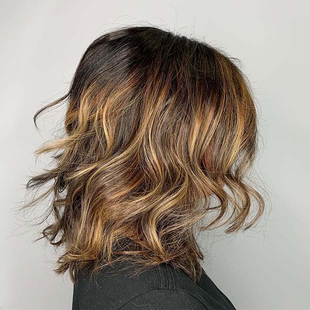 Layered Hair with Caramel Highlights 