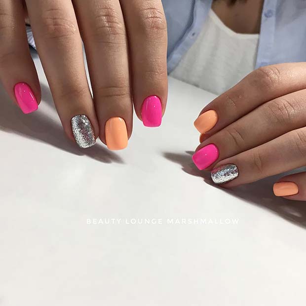 Simple and Cute Neon Nail Design 