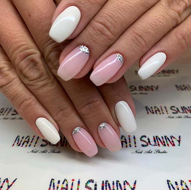 Elegant Pink and White Nails
