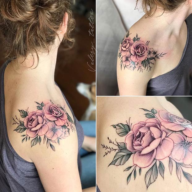 Pretty Light Pink Rose Tattoo