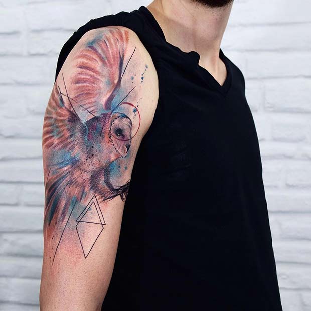 80 Geometric Owl Tattoo Designs For Men  Shape Ink Ideas  Geometric owl  Tattoo designs men Geometric owl tattoo