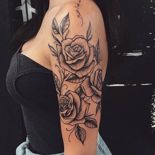 21 Flower Tattoos For Women On Upper Arm Background Wallpaper