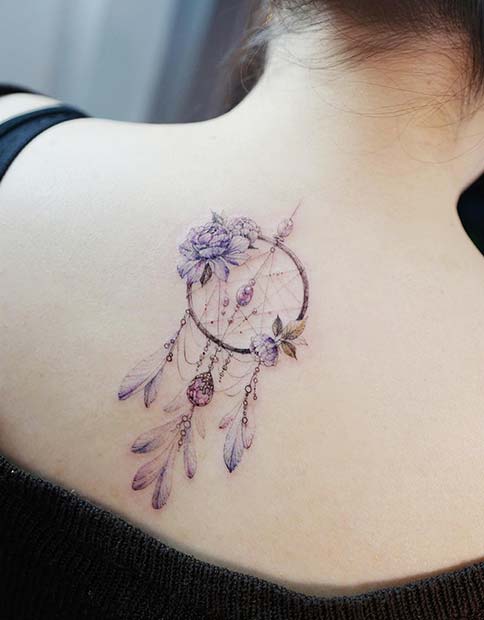 Beautiful Dream Catcher with Delicate Feathers and Jewels