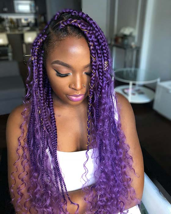 Bold Purple Box Braids