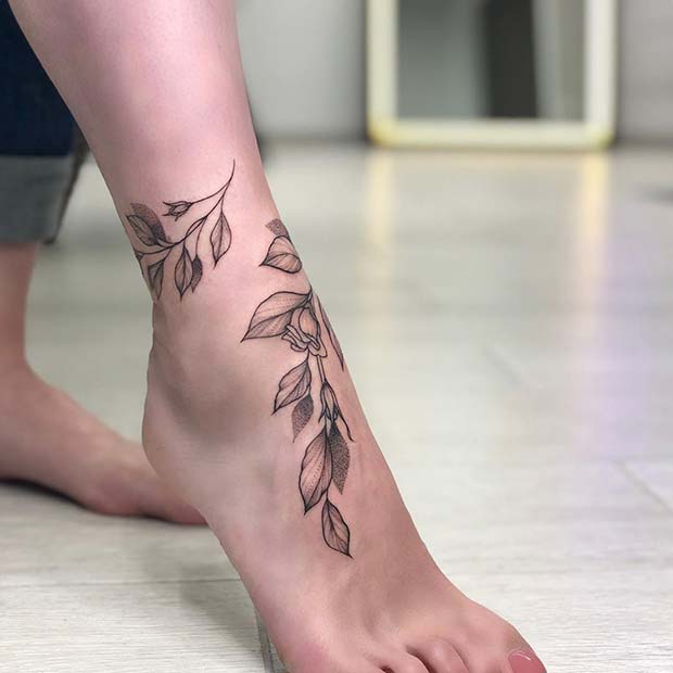 Botanical Foot and Ankle Tattoo