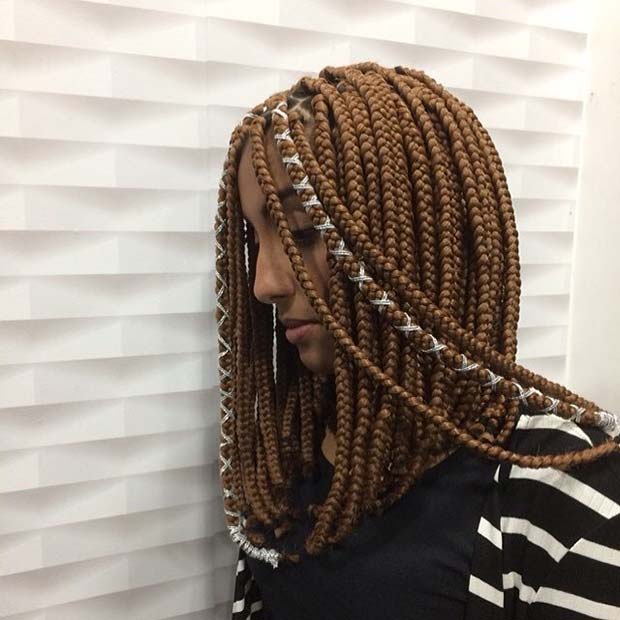 Brown Box Braids with Cords