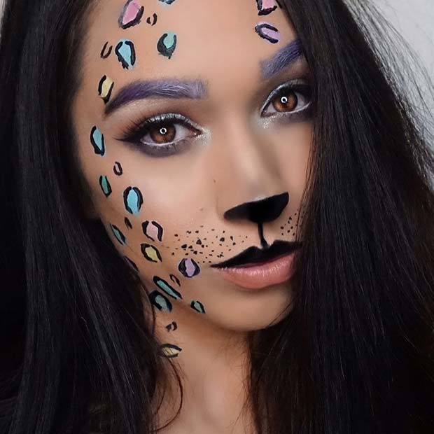 Colorful Leopard Makeup Idea