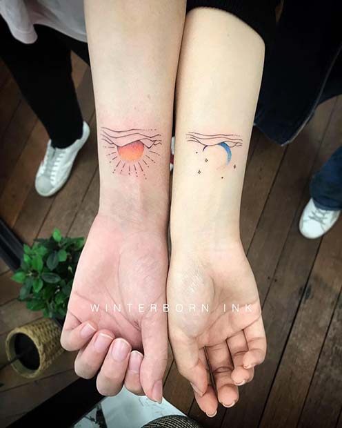Sun and Moon Matching Tattoos 
