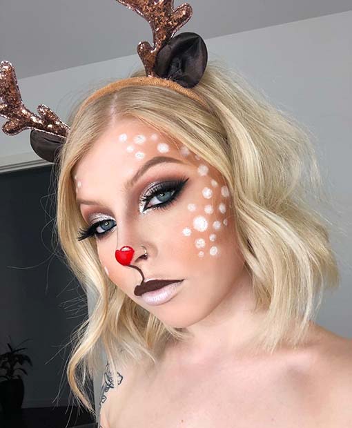 Deer Makeup with a Heart Nose