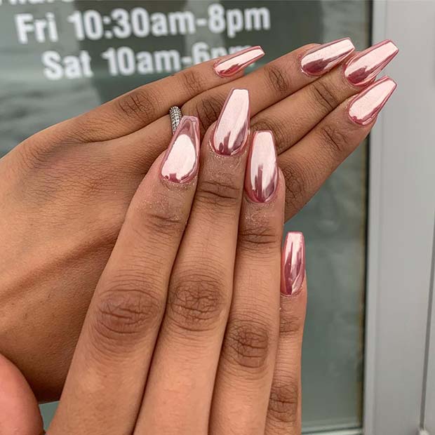 Elegant Pink Chrome Nails
