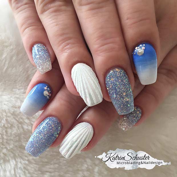 Glitzy Mermaid Nail Art