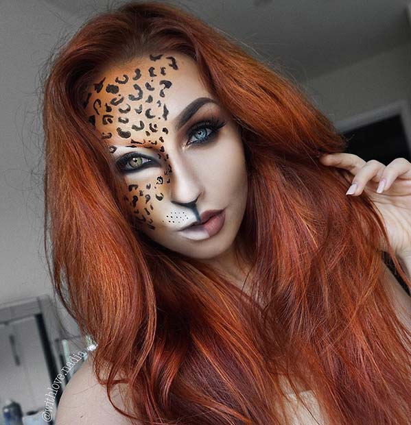 Half Leopard Makeup