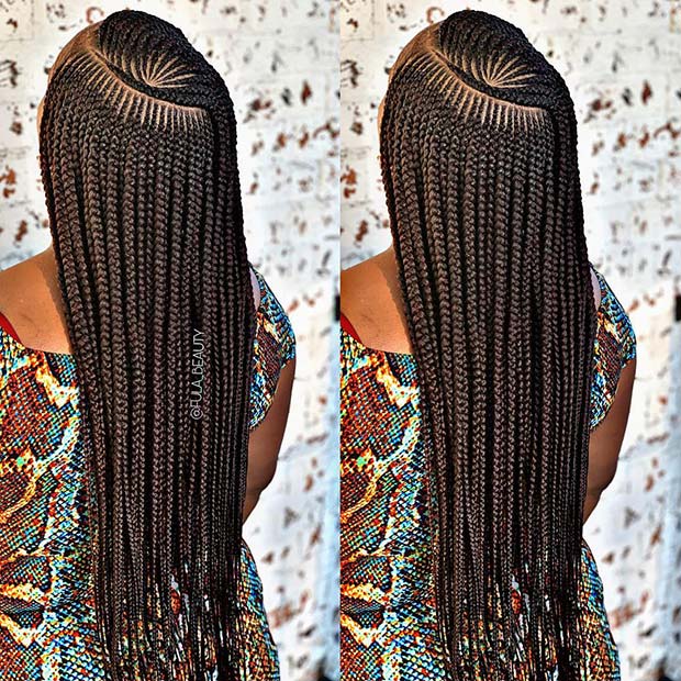 Long Feed In Braids a with Stylish Pattern