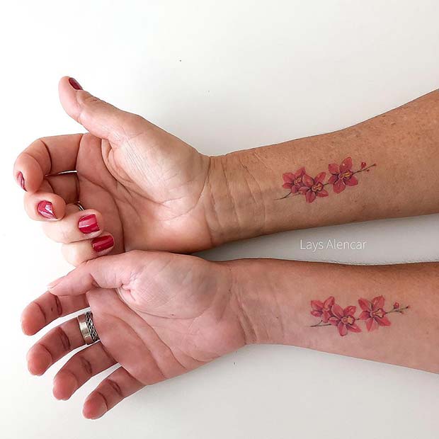 Matching Floral Tattoo Idea
