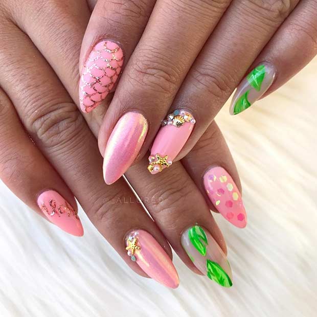Pink Mermaid Nail Design