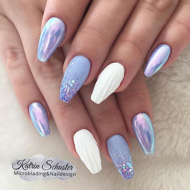 Pretty Light Blue Nail Design