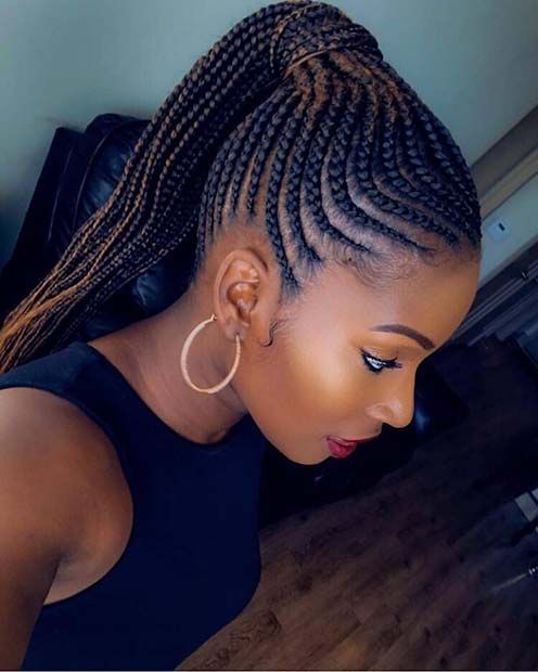 Feed In Braided Ponytails Black Hairstyles