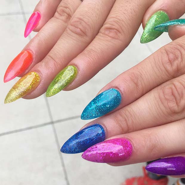 Sparkly Rainbow Jelly Nails