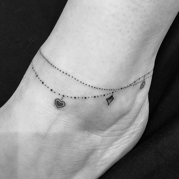 Stylish Ankle Bracelet Tattoo