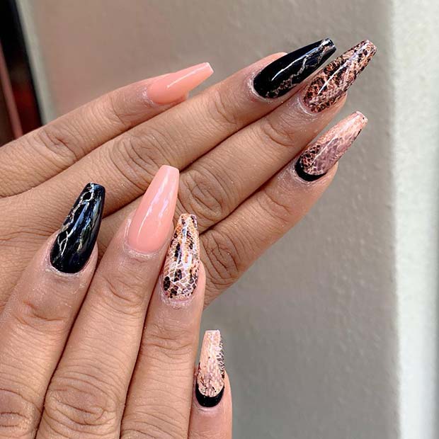 Stylish Snake Print Nails