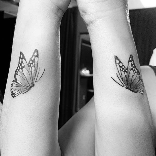 Matching Butterfly Tattoos 