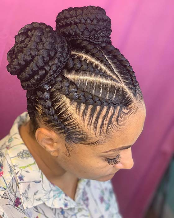 48 Easy Black Hair Braid Bun Styles for Girls