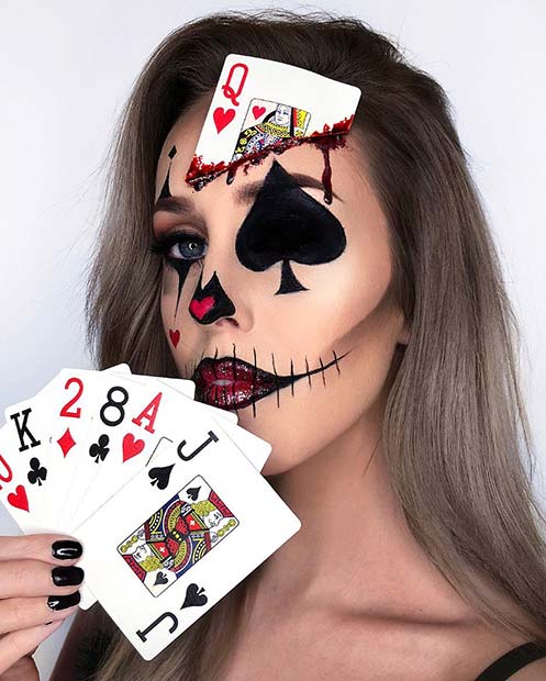 Unique Playing Card Clown Makeup