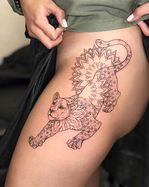 Amazing Lioness Tattoo