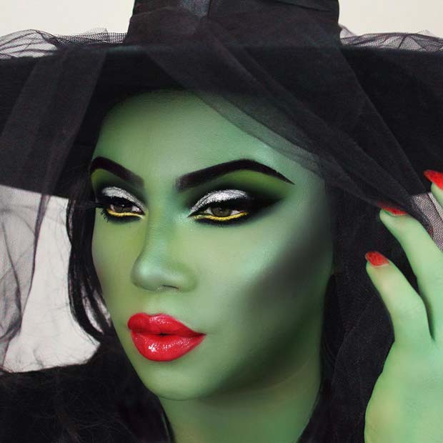 Beautiful Green Witch Makeup