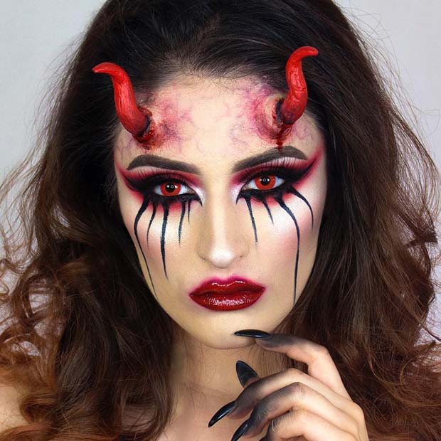 Bold Eye Makeup with Horns