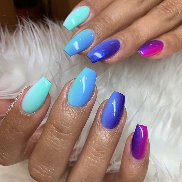 Colorful Short Coffin Nail Design