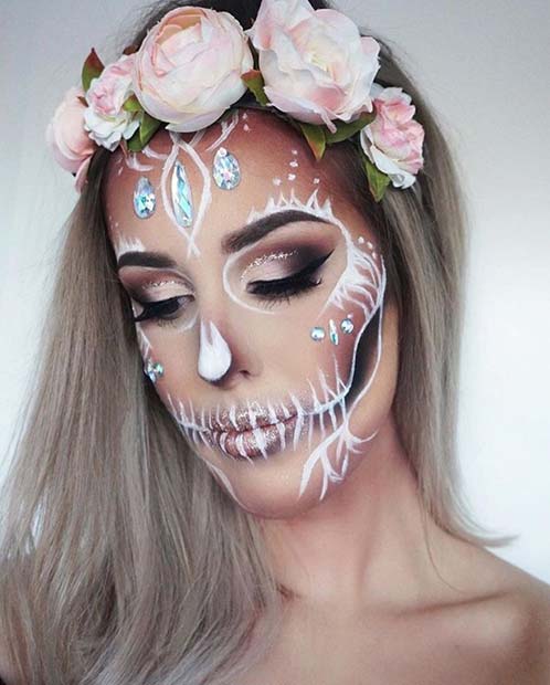 Elegant White Skeleton Makeup