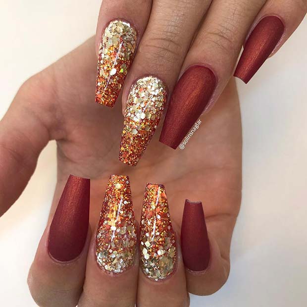 Fall Inspired Glitter Ombre Nails