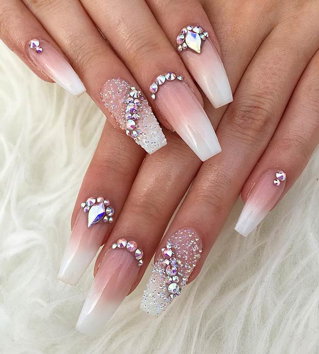 23 Glitzy Nails With Diamonds We Can T Stop Looking At Stayglam