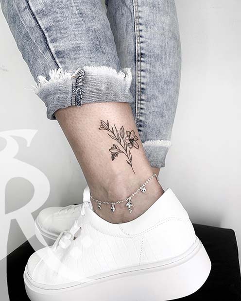 Lily Ankle Tattoo