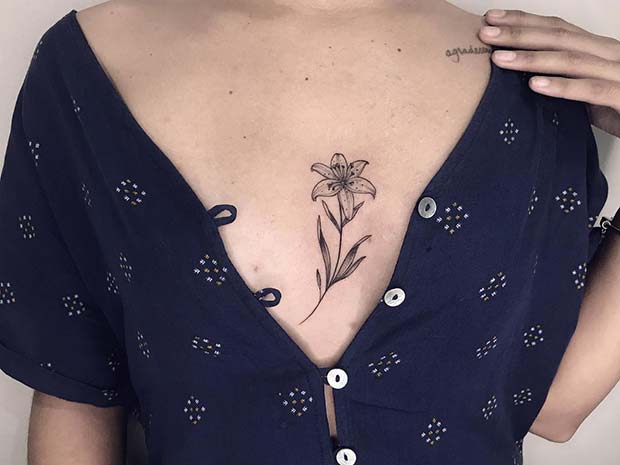 Lily Chest Tattoo