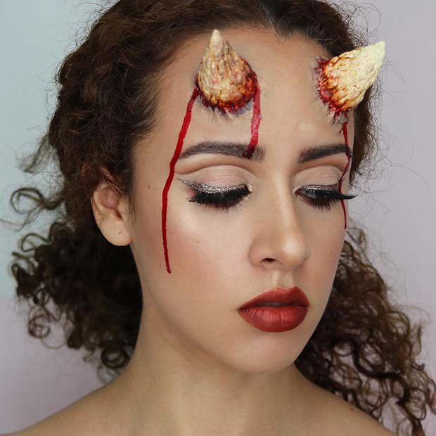 Pretty Makeup with Devil Horns
